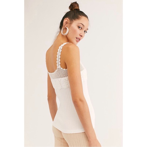 Free People Bright White Embroidered Tank Top NWT Size Medium - Picture 3 of 11